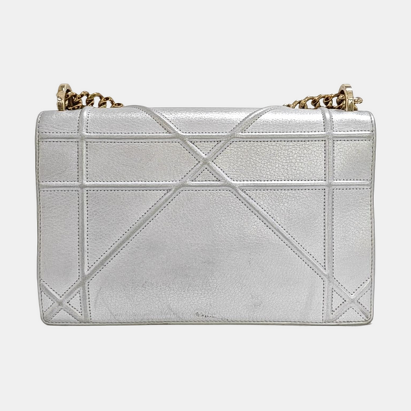 Diorama Medium Cannage Calfskin Silver