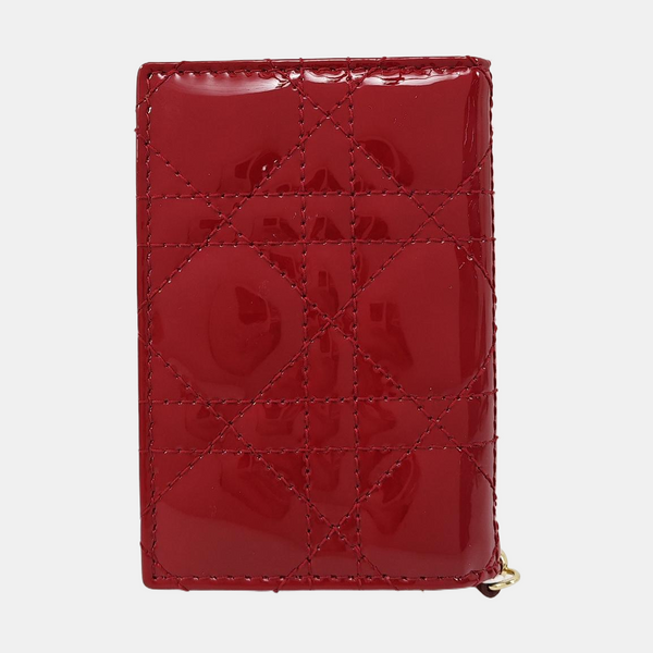Lady Dior Cannage Patent Leather Red Card Holder