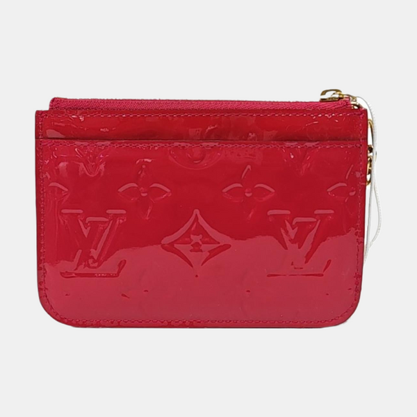 Monogram Patent Leather Card Holder Red