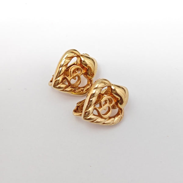 Twist Round Metal Gold Clip On Earrings