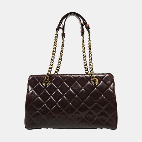 Quilted Calfskin Tote Bag Red