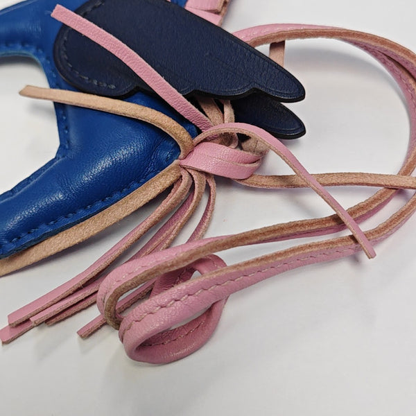Leather Bag Charm Blue
