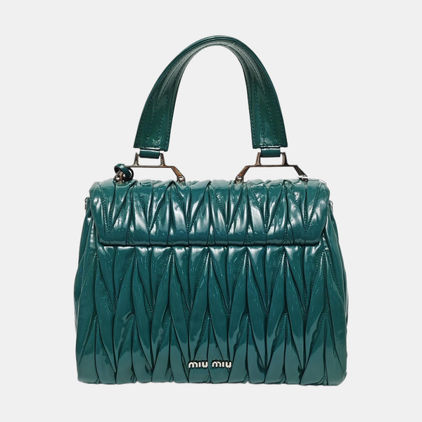 Quilted Patent Leather Shoulder Bag Green