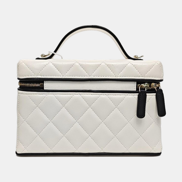 VANITY CASE Small Quilted Lambskin White