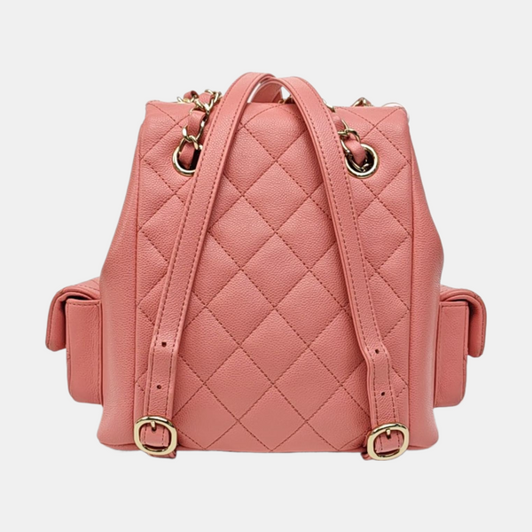 Quilted Grained Calfskin Backpack Small Pink