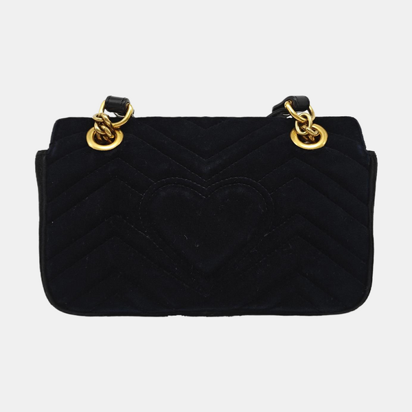 GG Marmont Mini Quilted Velvet Black