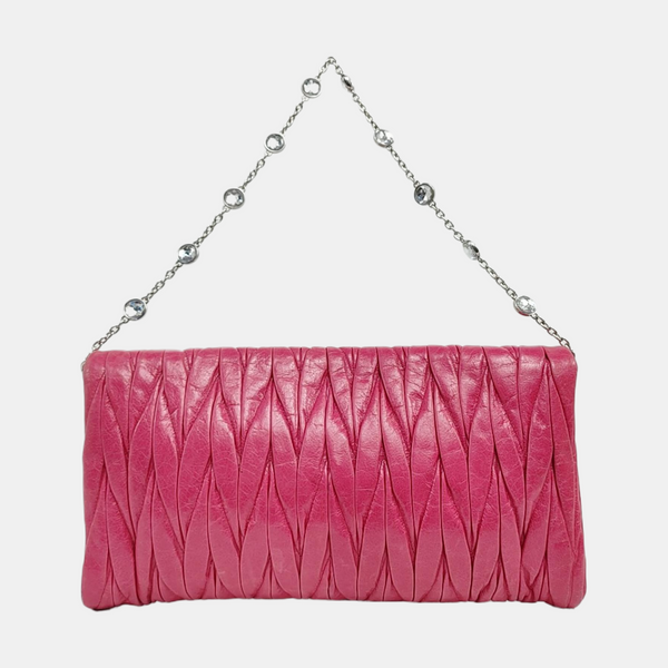 Button Wallet Quilted Lambskin Red