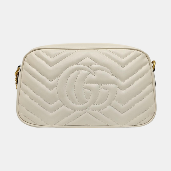 GG Marmont Small Quilted Calfskin White