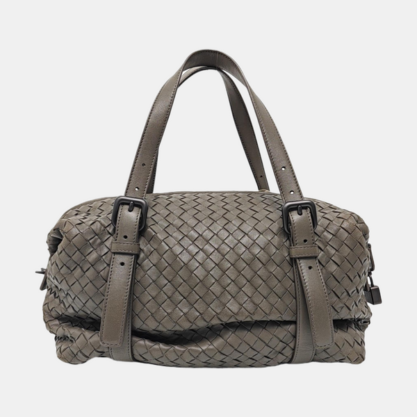 Lambskin Top Handle Bag Gray