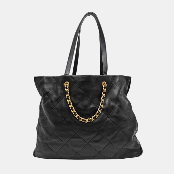 Quilted Lambskin Tote Bag Black