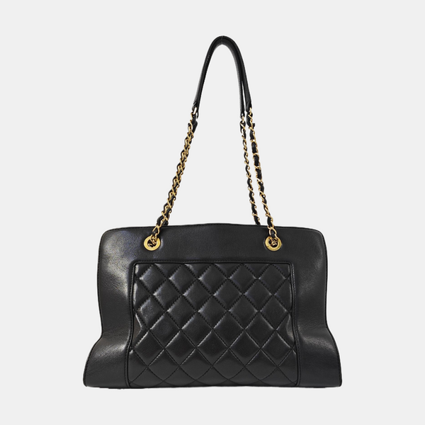 Quilted Lambskin Tote Bag Black