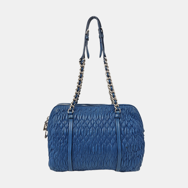 Quilted Lambskin Shoulder Bag Blue