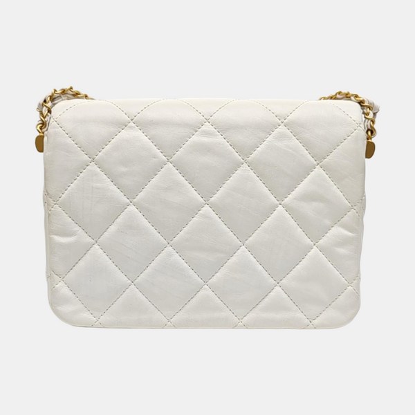 CHANEL 19 Small Quilted Calfskin White