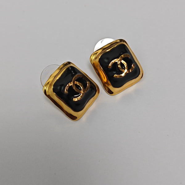 Metal Black Stud Earrings