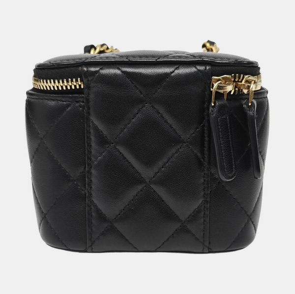 VANITY CASE Mini Quilted Lambskin Black