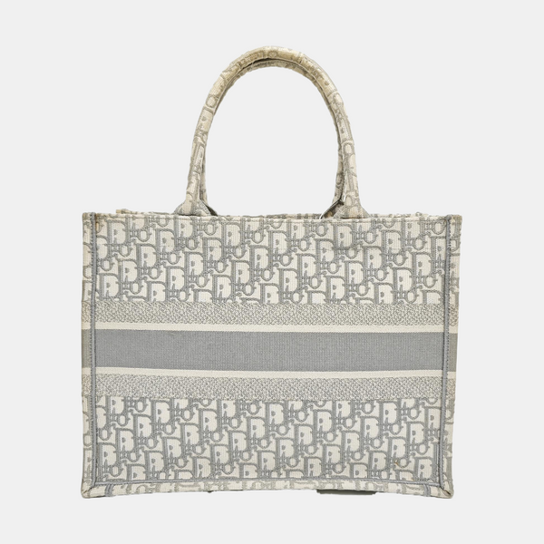 Book Tote Medium Oblique Canvas White