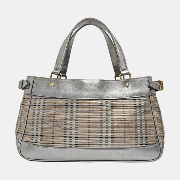 Coated Canvas Tote Bag Silver