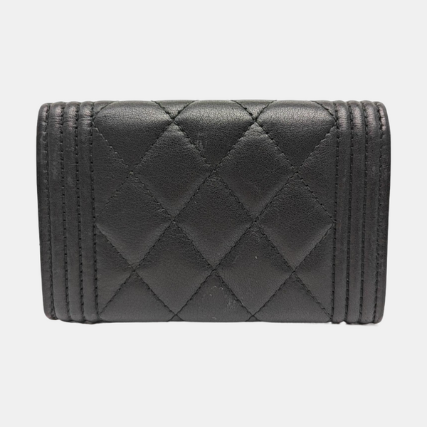 BOY CHANEL Quilted Calfskin Black Card Holder