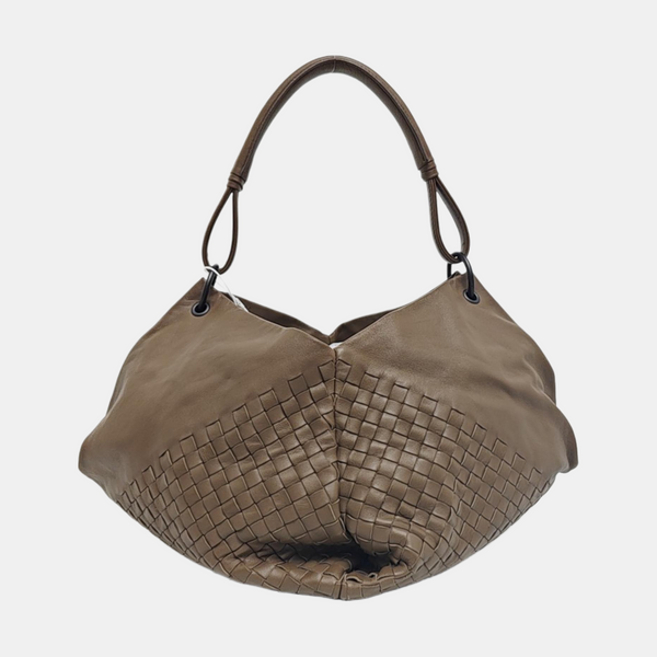 Lambskin Top Handle Bag Brown