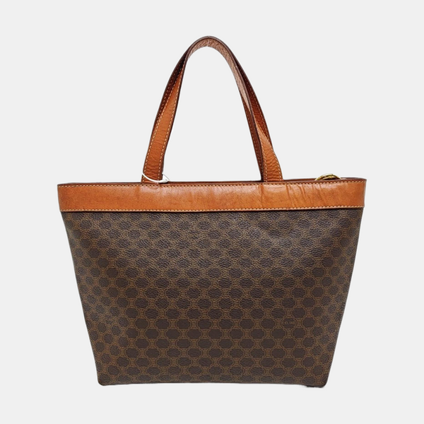 Coated Canvas Top Handle Bag Brown