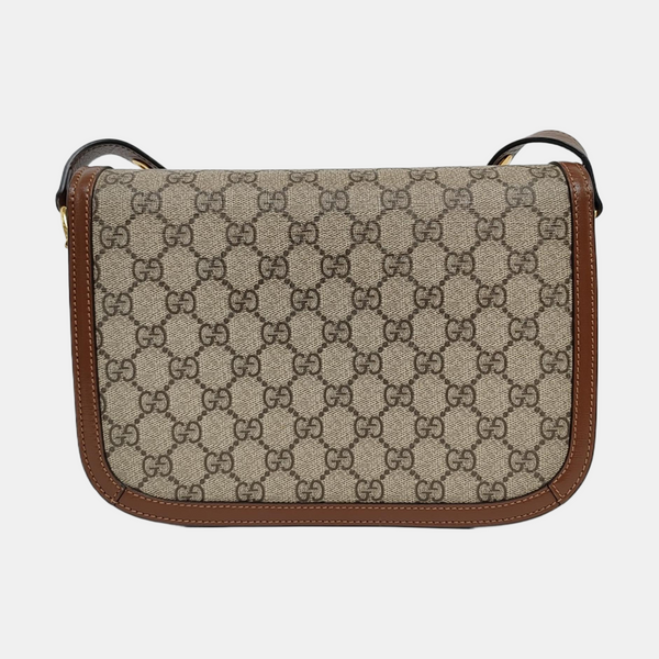 Horsebit 1955 Medium Monogram Coated Canvas Beige