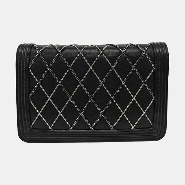 Quilted Calfskin Shoulder Bag Black