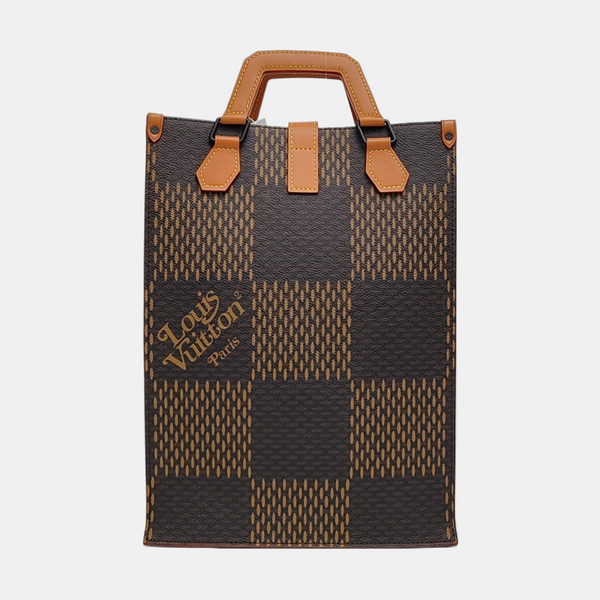 SAC PLAT Damier Ebene Coated Canvas Brown