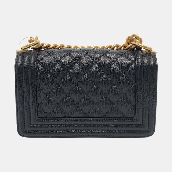 BOY CHANEL Small Quilted Grained Calfskin Black
