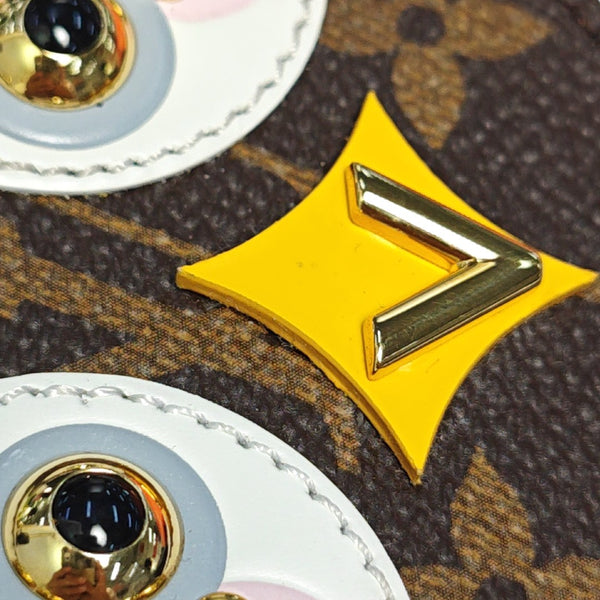 Coated Canvas Bag Charm Brown
