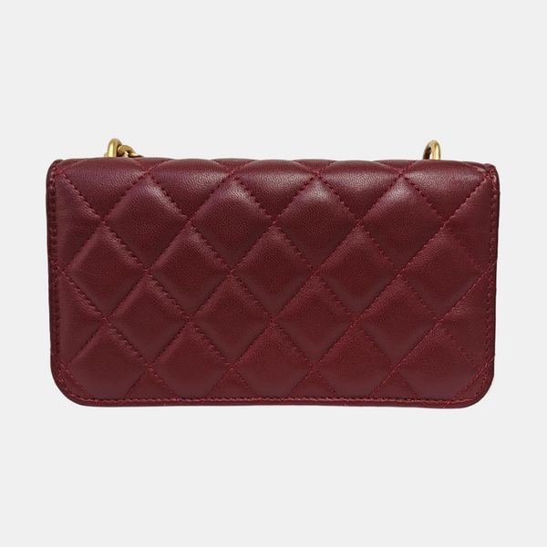 WOC Mini Quilted Lambskin Red