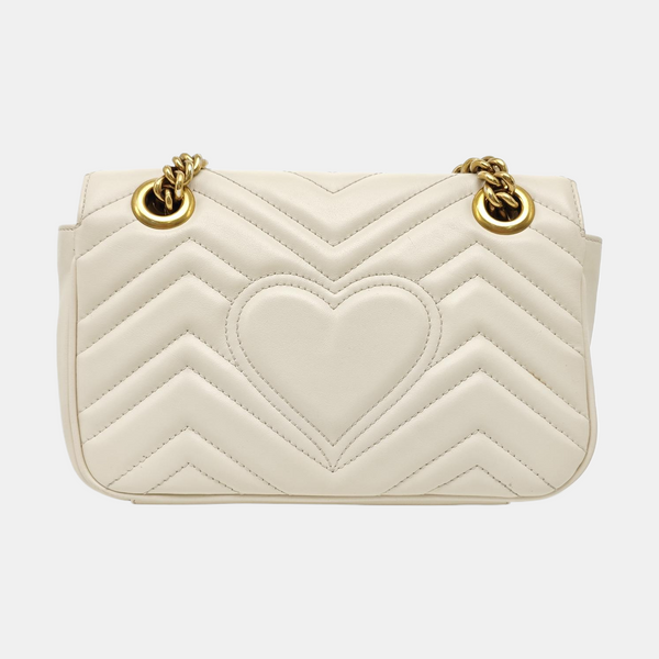 GG Marmont Small Quilted Calfskin White