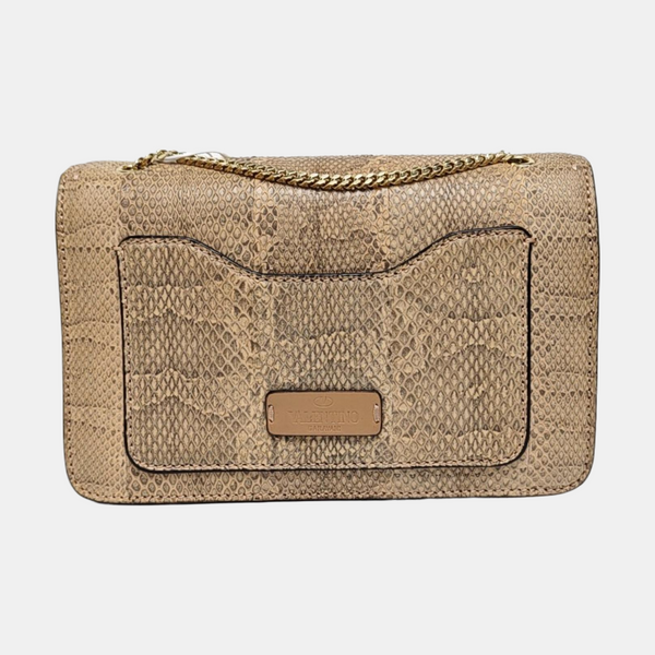 Python Crossbody Bag Beige