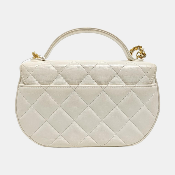 Quilted Calfskin Shoulder Bag White