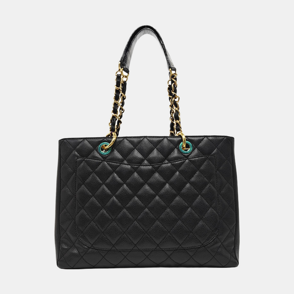 CHANEL GST Large Quilted Grained Calfskin Black