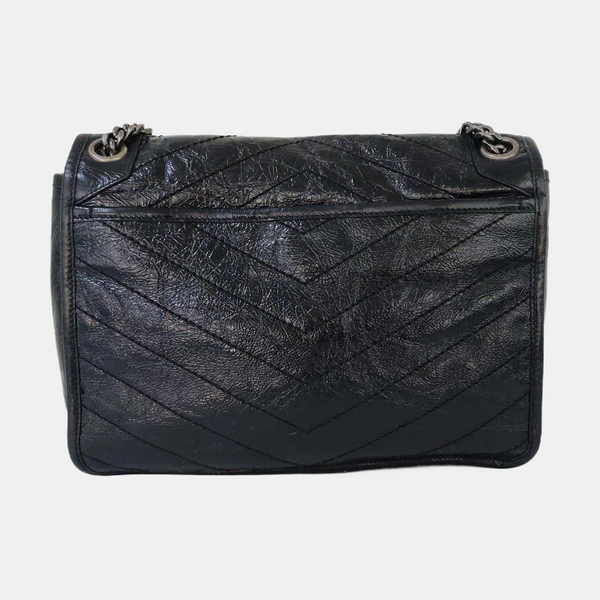 NIKI Medium Chevron Calfskin Black