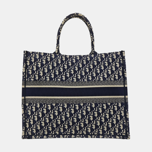 Book Tote Large Oblique Canvas Blue