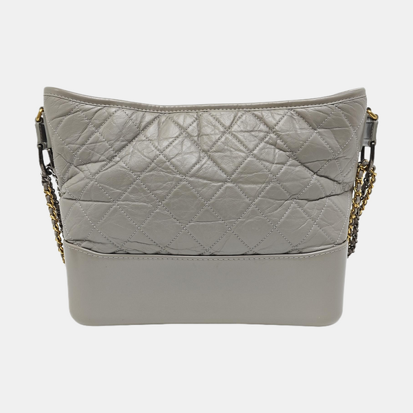 GABRIELLE Medium Quilted Calfskin Gray