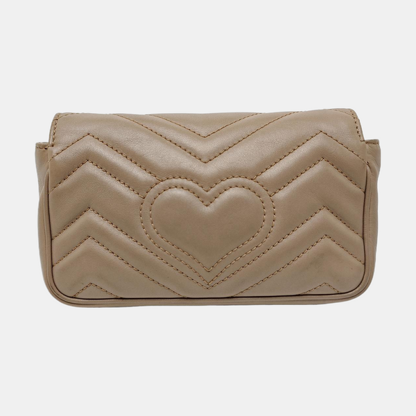 GG Marmont Mini Quilted Calfskin Beige