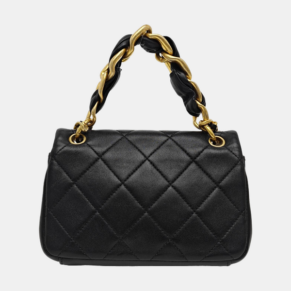 TWO TONE CHAIN HANDLE Quilted Calfskin Black