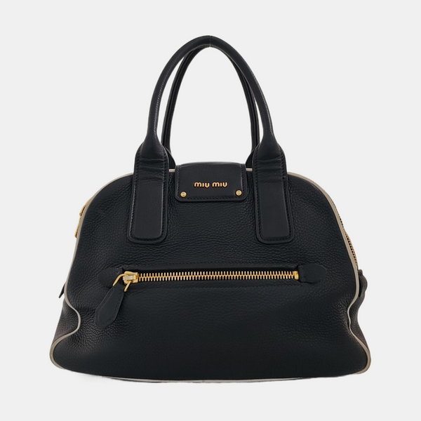 Calfskin Top Handle Bag Black
