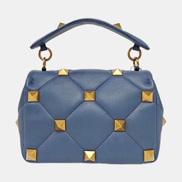 Roman Stud Medium Quilted Lambskin Blue