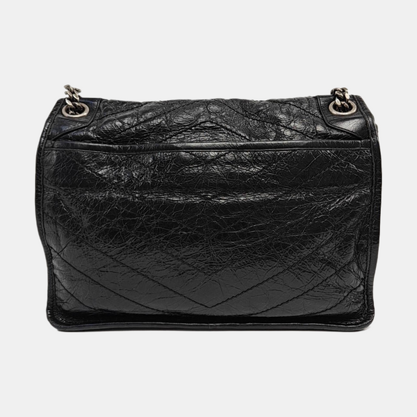 NIKI Medium Chevron Calfskin Black