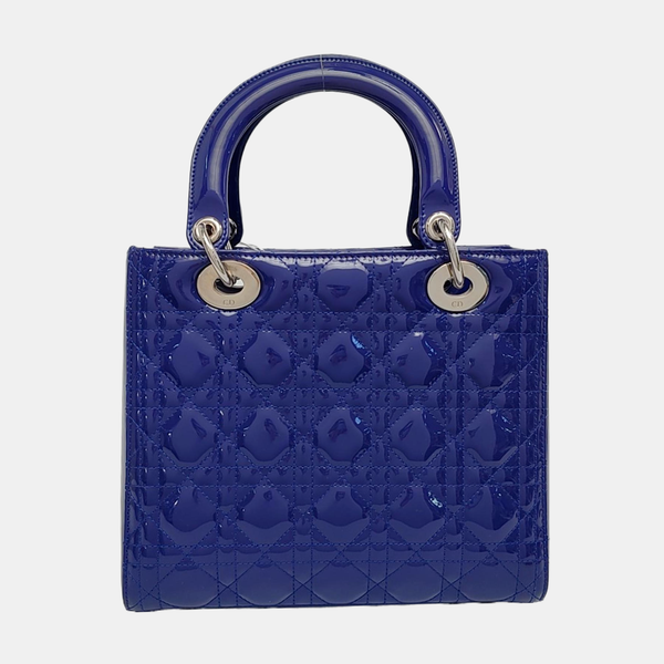 Lady Dior Medium Quilted Patent Leather Blue