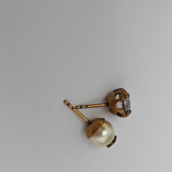 Dior Tribales Metal White Stud Earrings