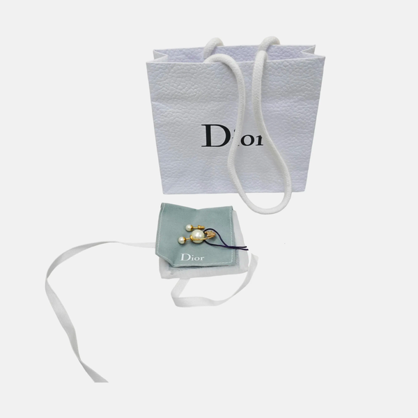 Dior Tribales Metal White Stud Earrings