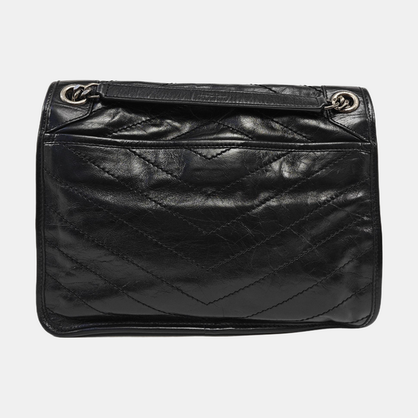 NIKI Medium Chevron Calfskin Black