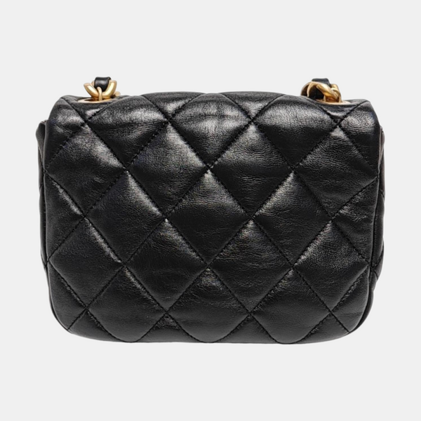 Quilted Lambskin Shoulder Bag Black