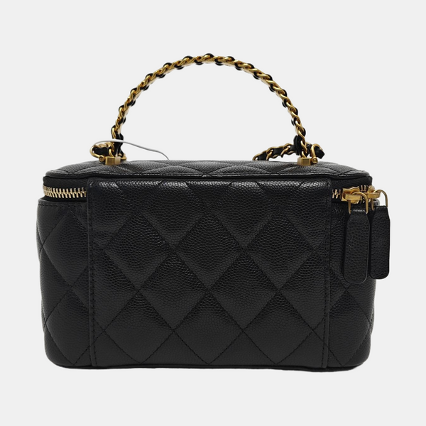 VANITY CASE Small Quilted Grained Calfskin Black