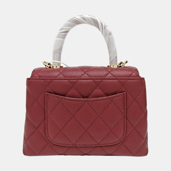 COCO HANDLE Quilted Grained Calfskin Red