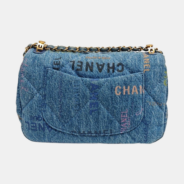 CLASSIC FLAP Mini Quilted Denim Blue